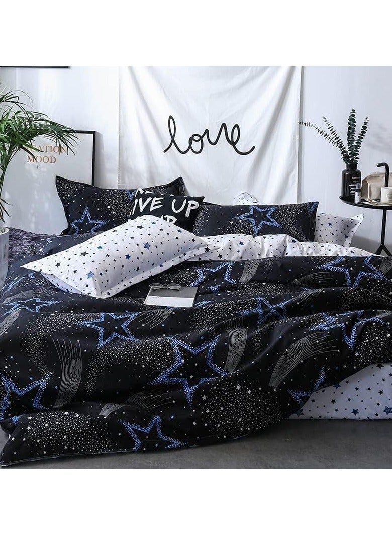 MOON HOME طقم غطاء لحاف بتصميم جميل من الألياف الدقيقة الناعمة والقابلة للتنفس، مقاسات ملكي/ملكة/مفرد، يتضمن 1 غطاء لحاف، 1 ملاءة سرير مشدودة، 4 أغطية وسائد - Image 2